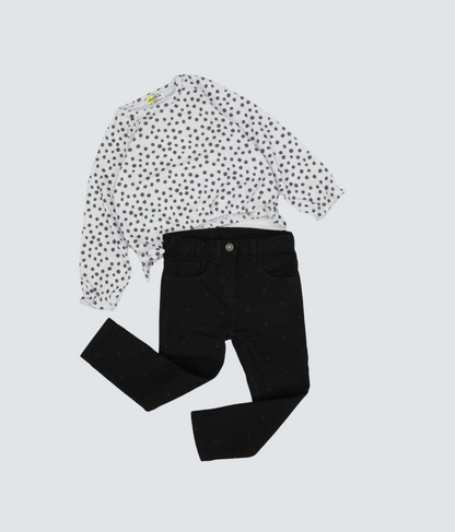 set camiseta con pantalón black denim, para niña