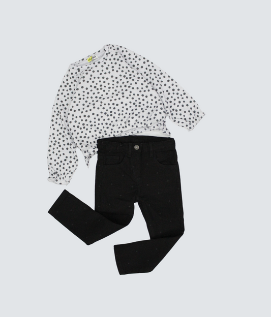 set camiseta con pantalón black denim, para niña