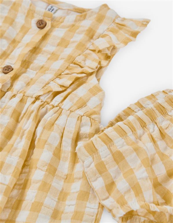 vestido a cuadros dark beige, para bebe