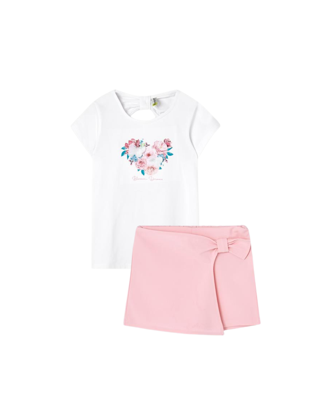 Set blusa blanca short rosa