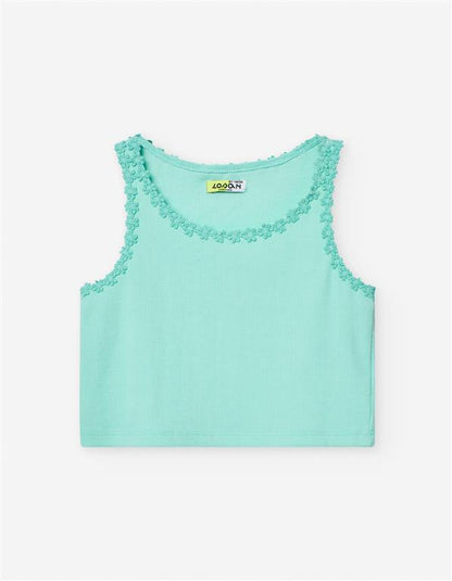 Set blusa verde esmeralda falda volada de flores
