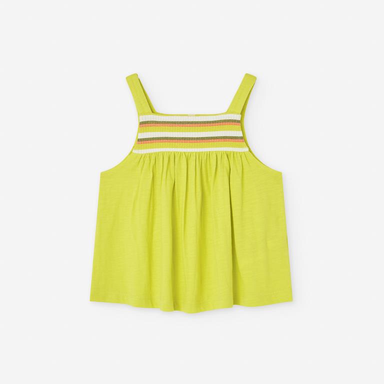 Set blusa verde limón y short  naranja