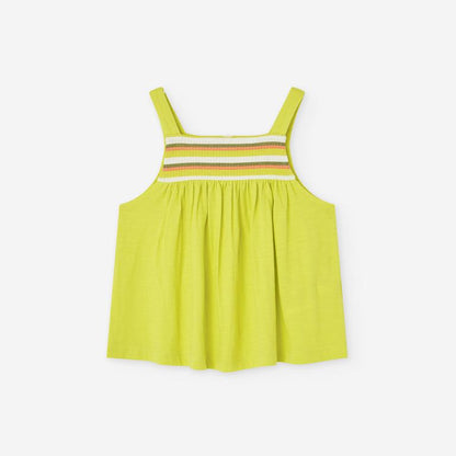Set blusa verde limón y short  naranja