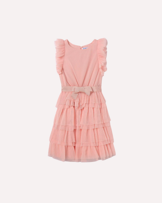 Vestido tul, tulipan manga ruffle