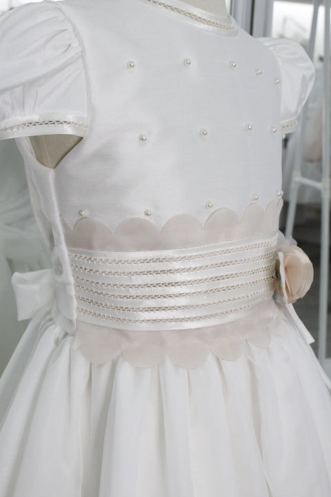 Vestido de comunión perla talle con cinto