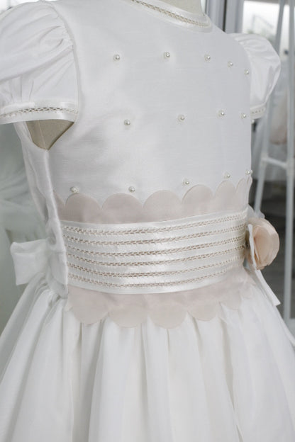 Vestido de comunión perla talle con cinto