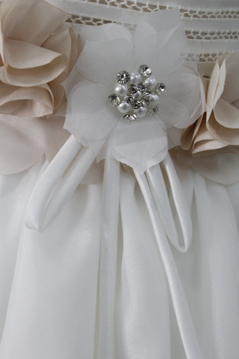 Vestido de comunión perla talle con cinto