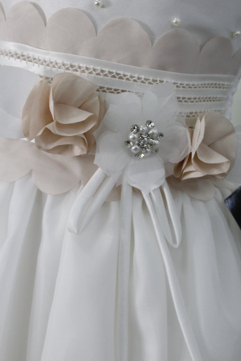 Vestido de comunión perla talle con cinto