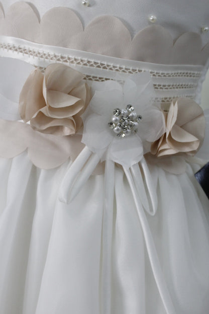Vestido de comunión perla talle con cinto