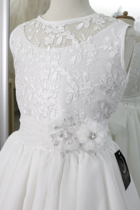 Vestido primera comunión color perla talle brocado