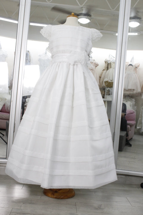 Vestido primera comunión color perla cinto ruffle