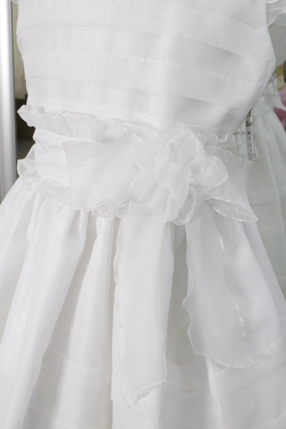 Vestido primera comunión color perla cinto ruffle