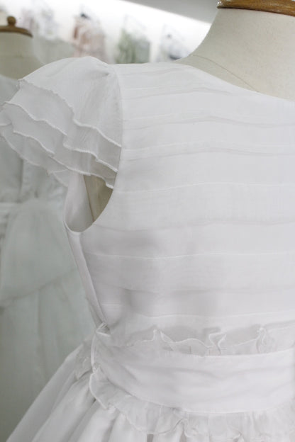 Vestido primera comunión color perla cinto ruffle
