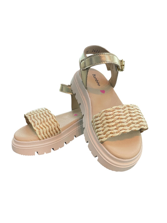 Huarache oro tipo rafia