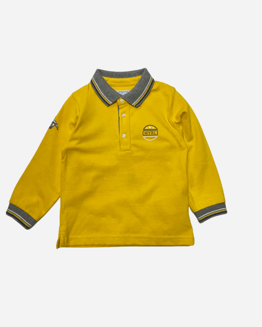 Polo oro cuello gris helicoptero