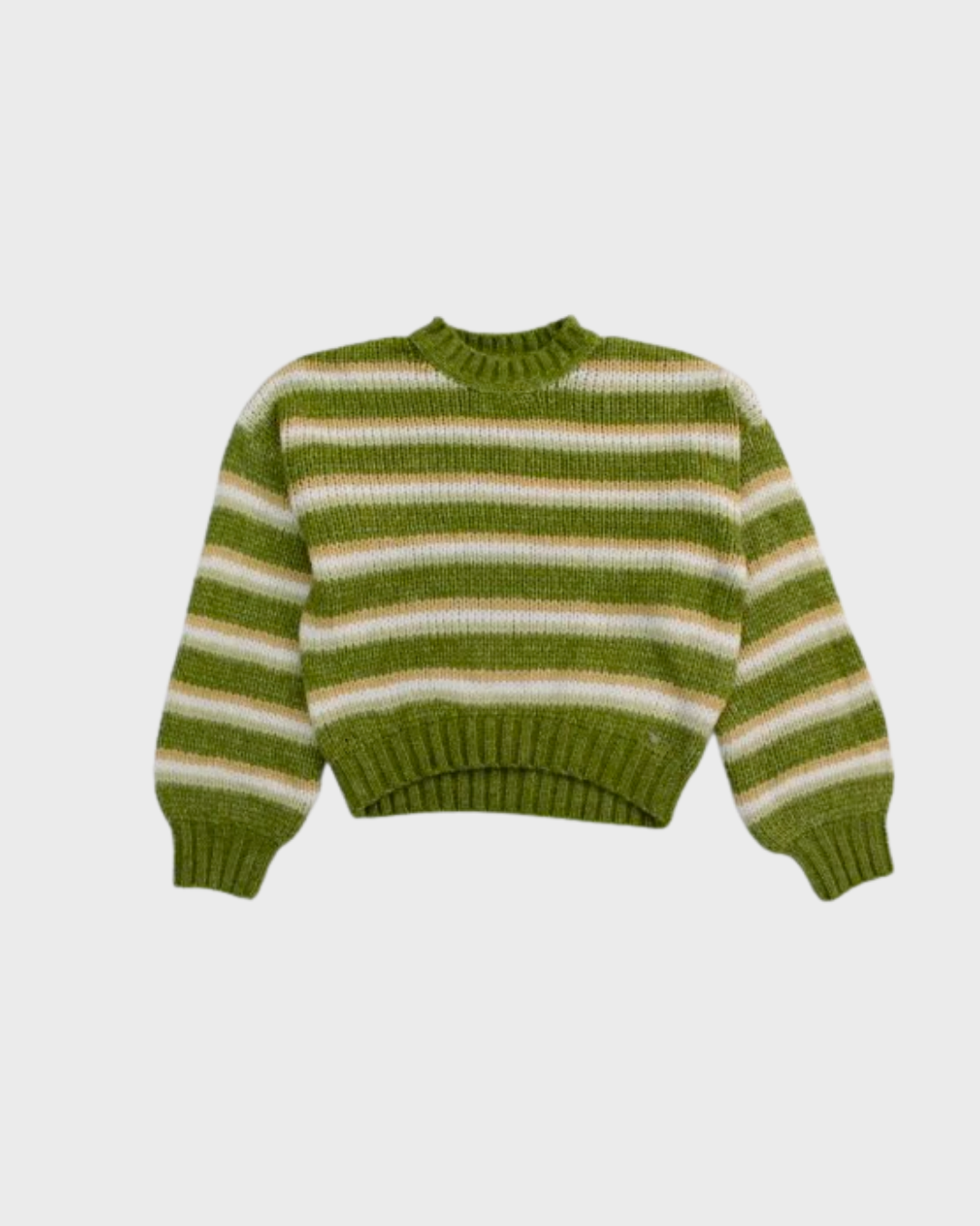 suéter a rayas, tejido tonos verdes ocre