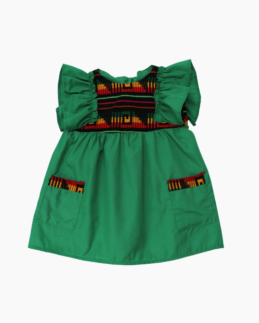 vestido patrio popelina verde bandera peto negro textura
