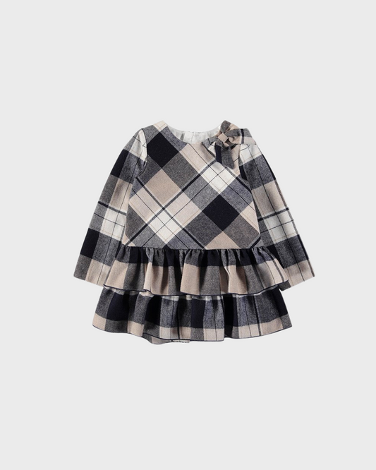 vestido maxi cuadro azul marino, mayoral