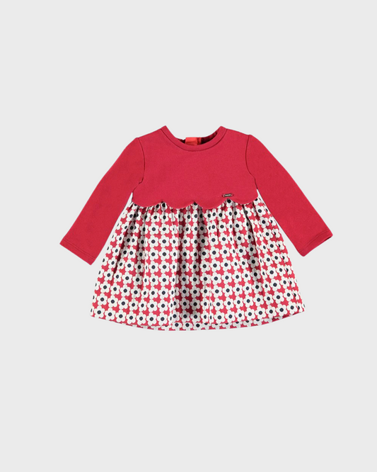 vestido frambuesa con flores blancas, mayoral