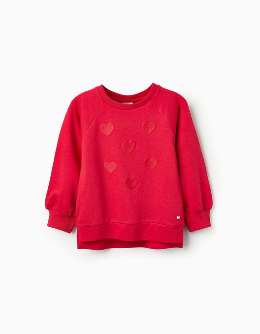 sudadera para niña corazones rojos