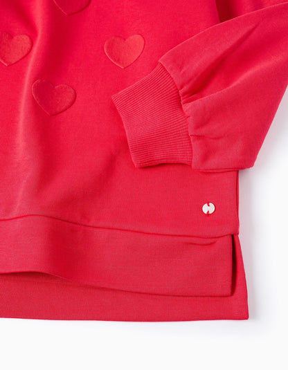 sudadera para niña corazones rojos