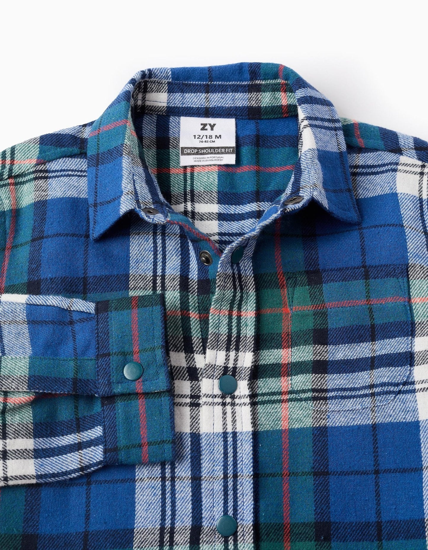 camisa de franela a cuadros azul, azul y verde
