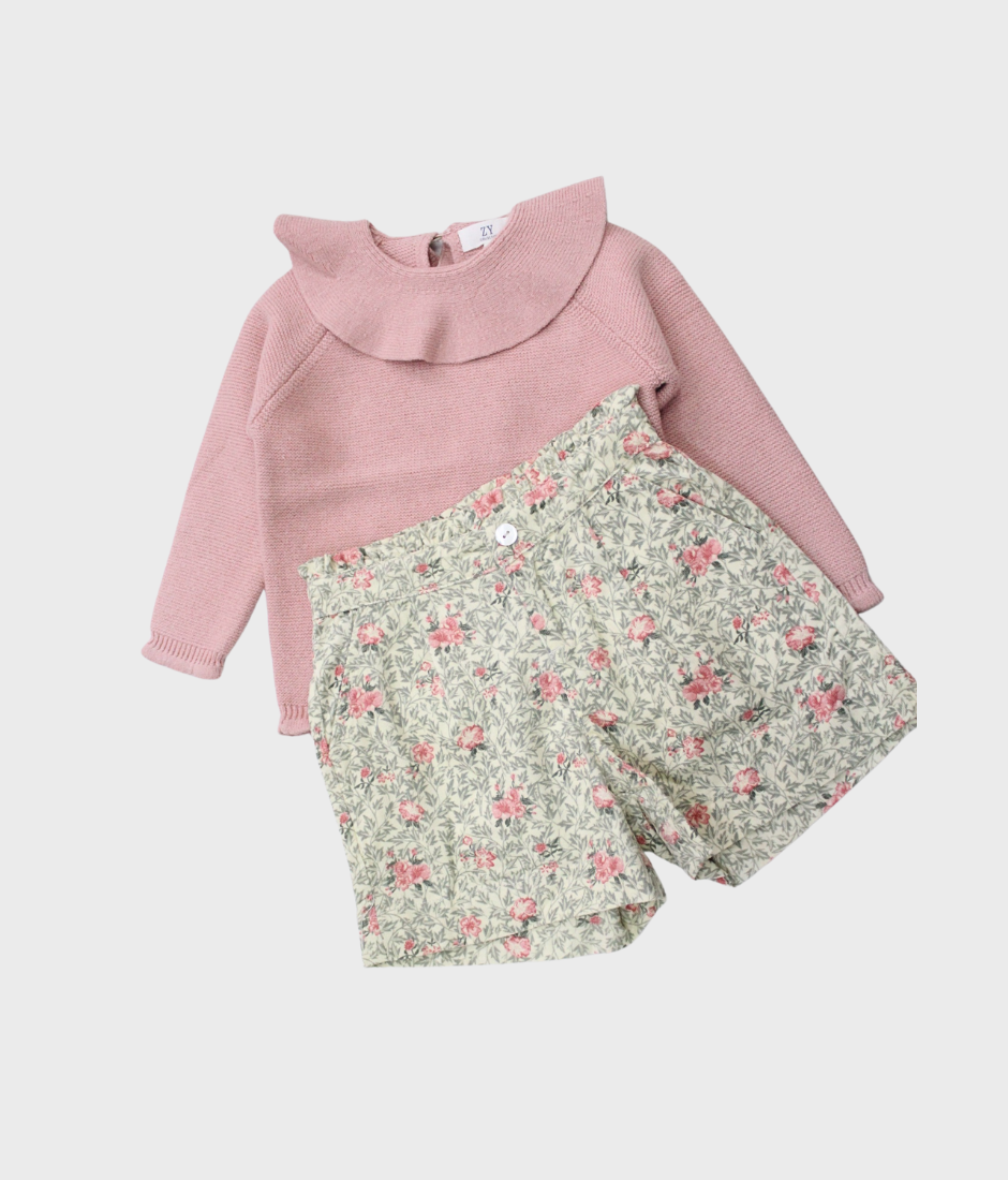 set jersey cuello volado y short de micropana