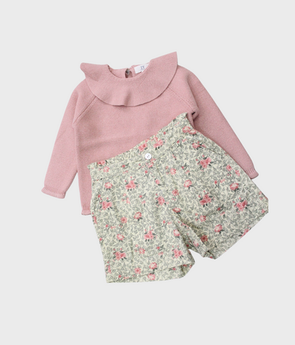 set jersey cuello volado y short de micropana