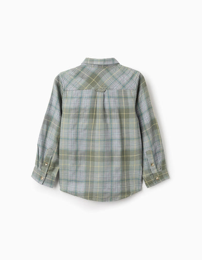 camisa franela a cuadros verde/gris