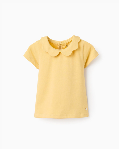Conjunto blusa amarilla y short a cuadros