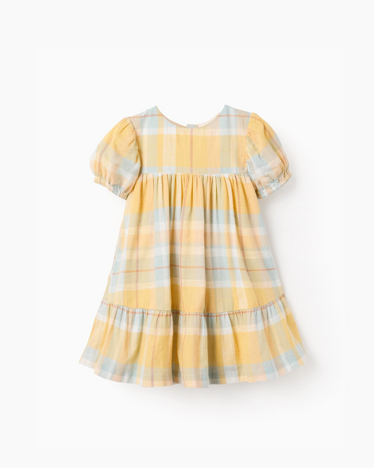 Vestido con Cuadros para Bebé Niña 'B&S', Amarillo