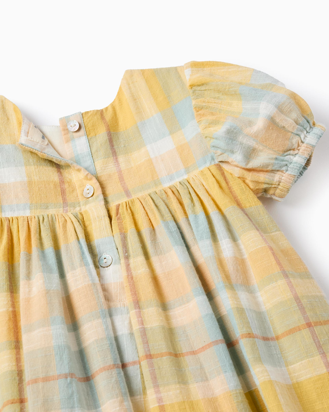 Vestido con Cuadros para Bebé Niña 'B&S', Amarillo