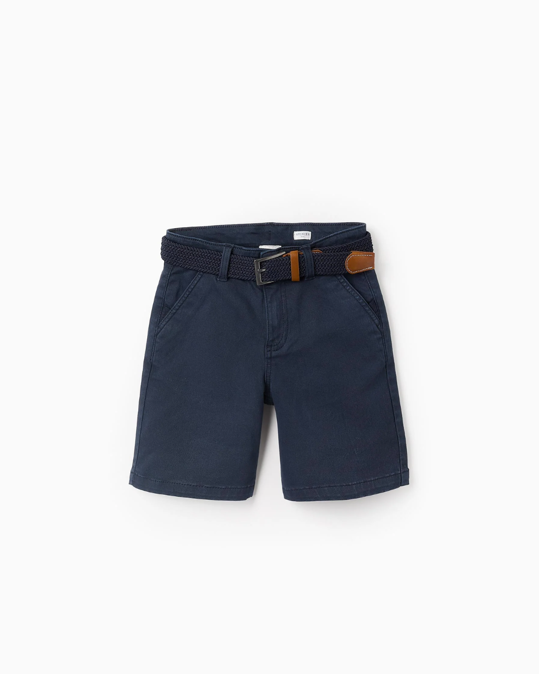 Bermuda Chino de Sarga con Cinturón para Niño 'Midi', Azul Oscuro