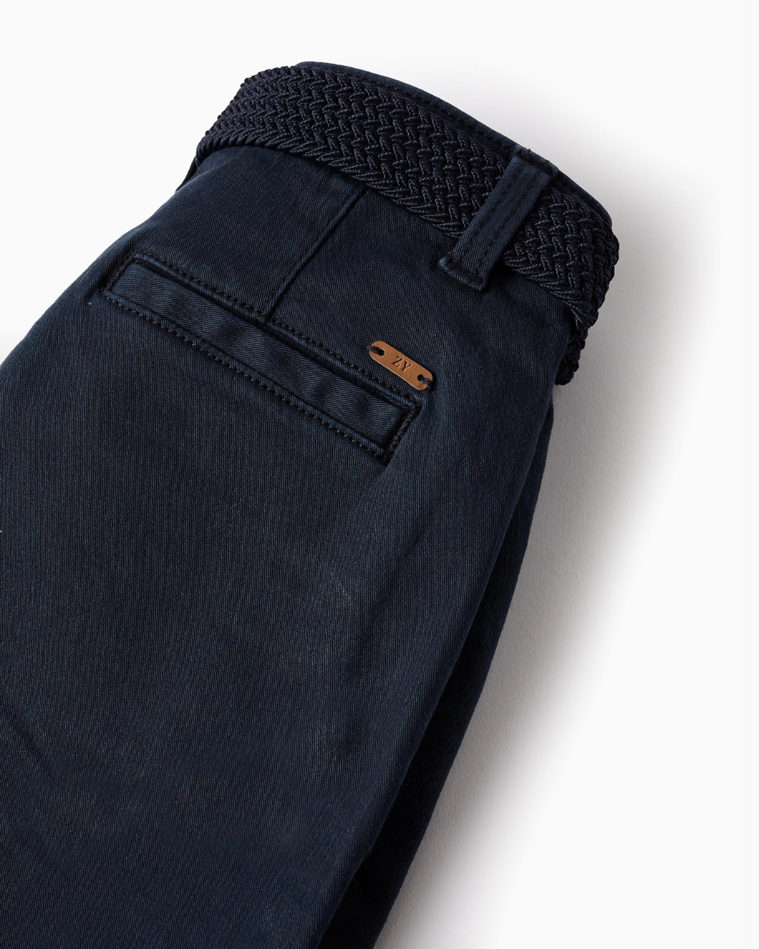 Bermuda Chino de Sarga con Cinturón para Niño 'Midi', Azul Oscuro