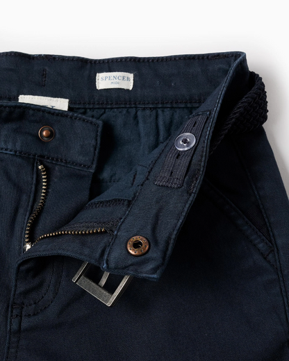 Bermuda Chino de Sarga con Cinturón para Niño 'Midi', Azul Oscuro