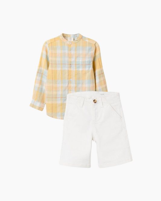 Conjunto Short y Camisa cuello mao, niño