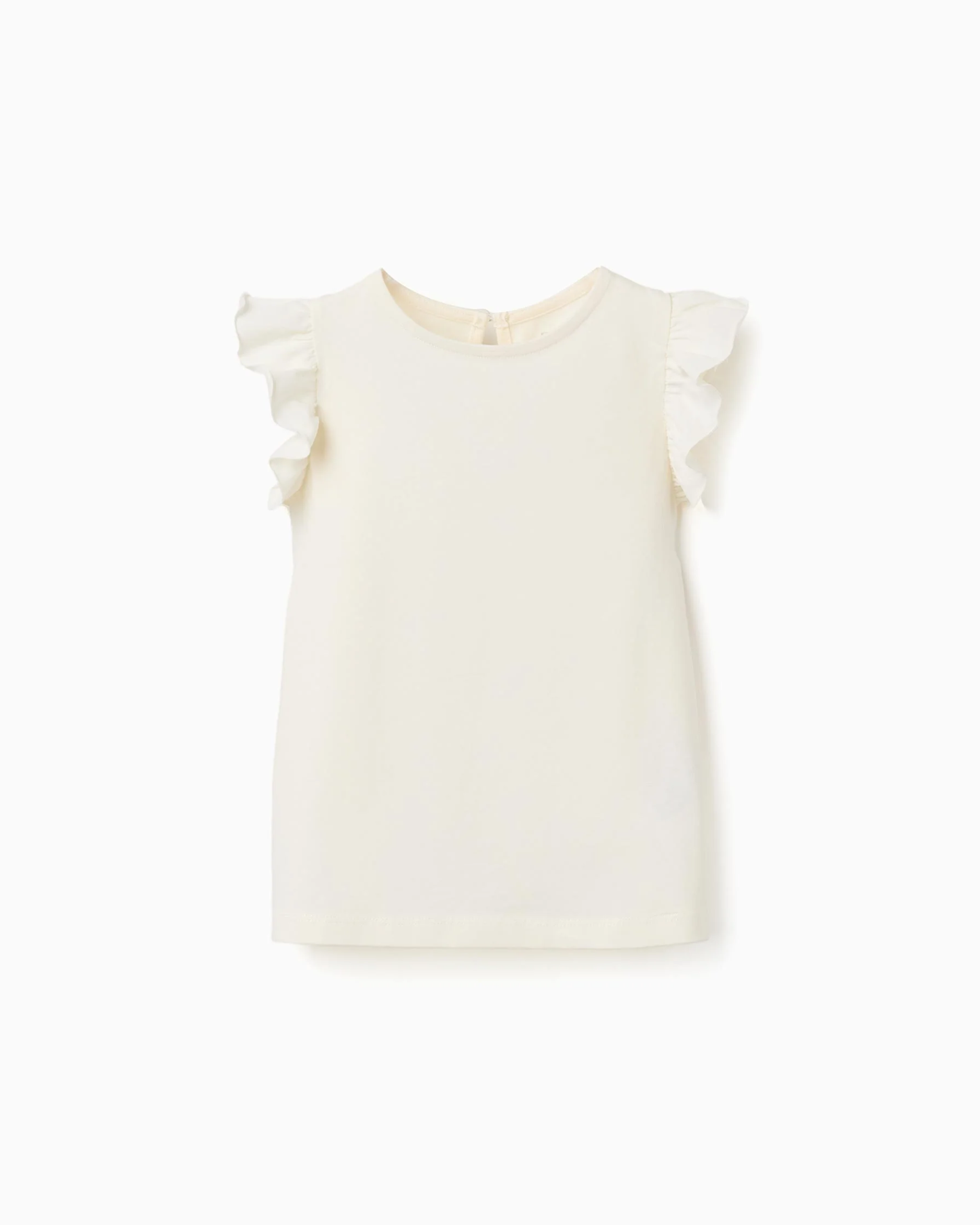 Camiseta con mangas con volantes para niña, beige claro