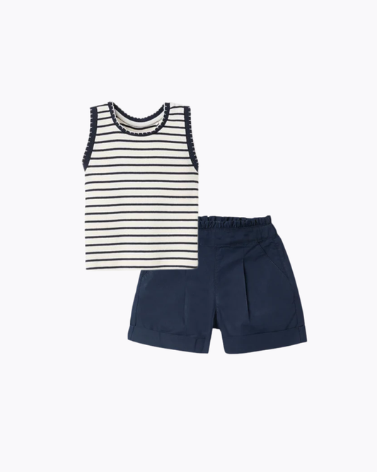 Set blusa rayas + Short azul