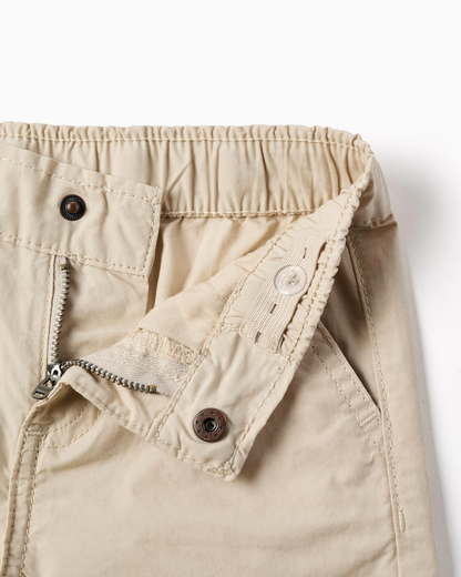 Bermudas chino midi en popelina para bebé niño, beige claro