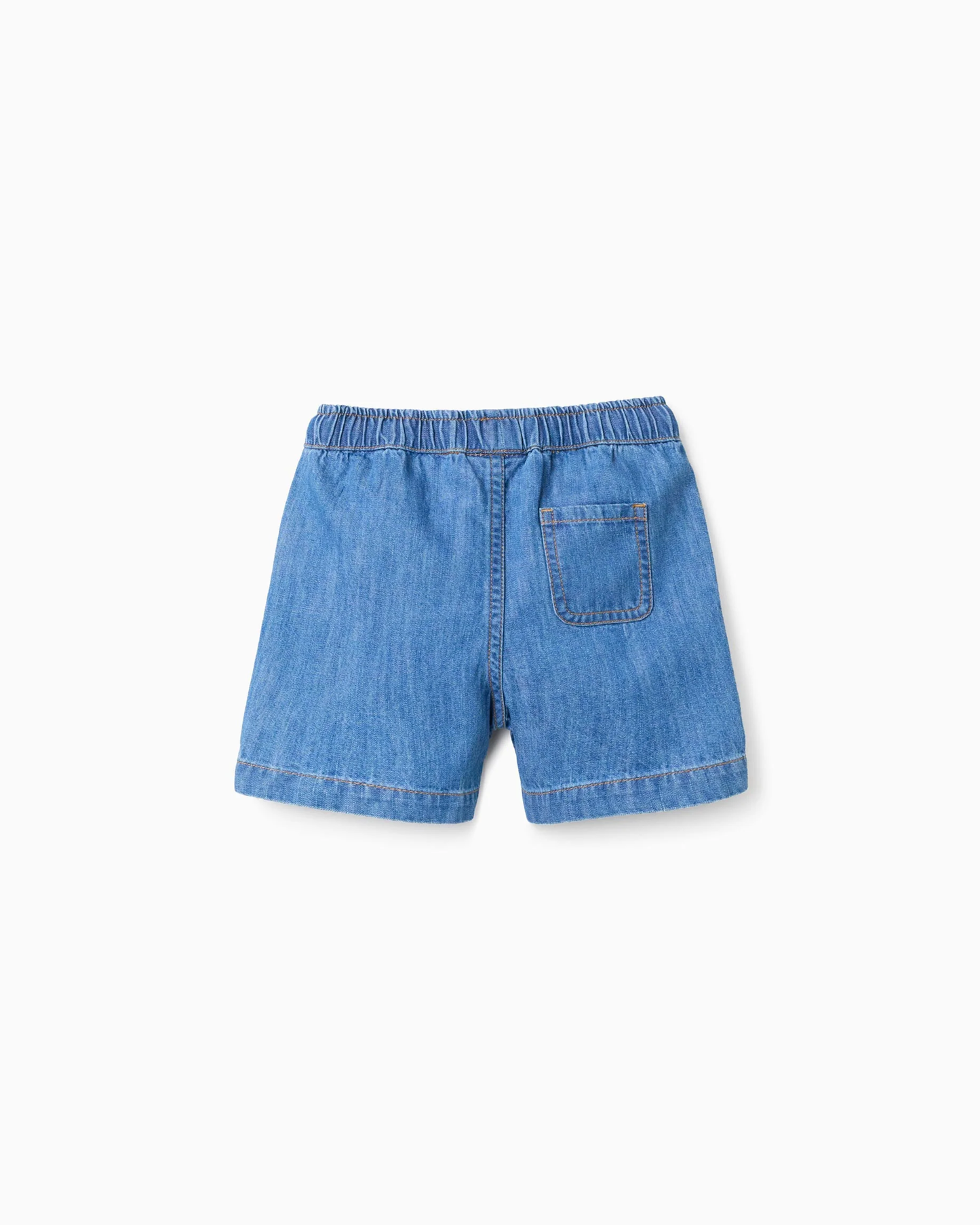 Bermudas midi vaqueras pull-up para bebé niño, azul