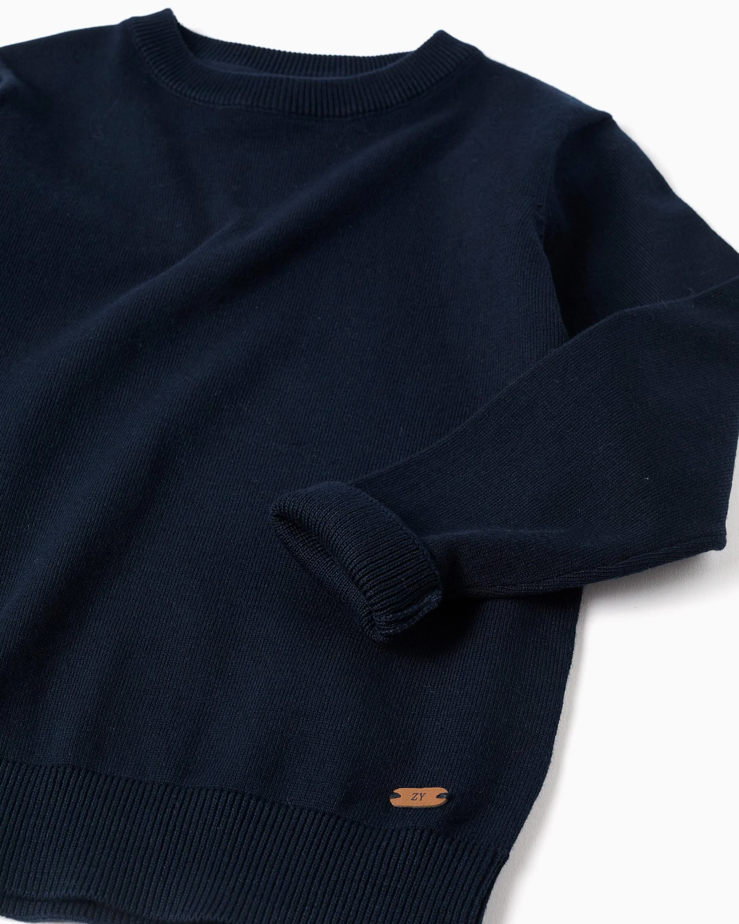 Jersey de manga larga de punto para niño, azul oscuro