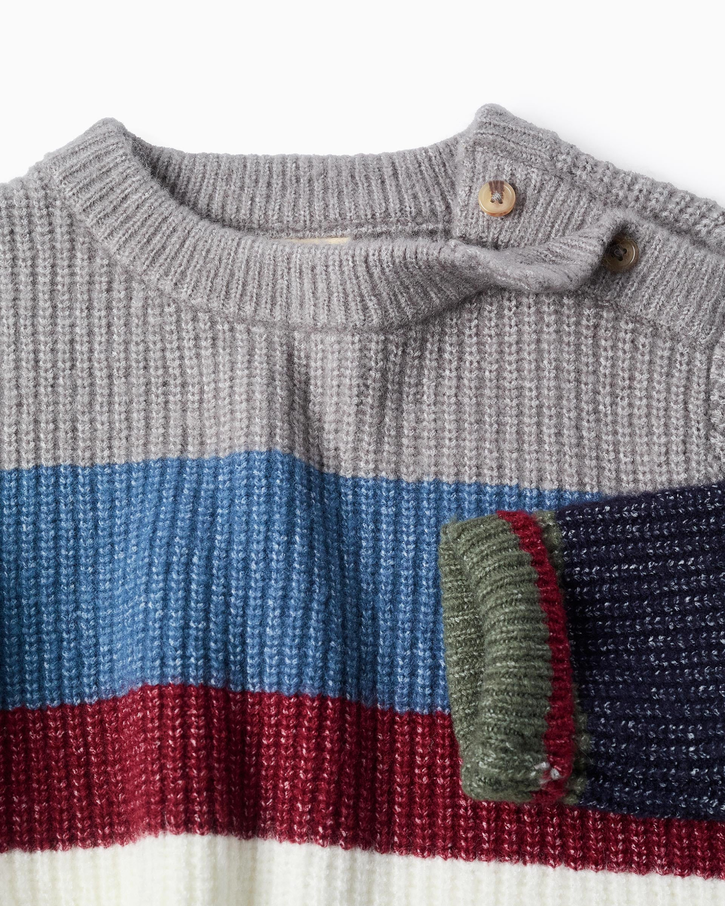 Jersey de Punto a Rayas con Botones Laterales