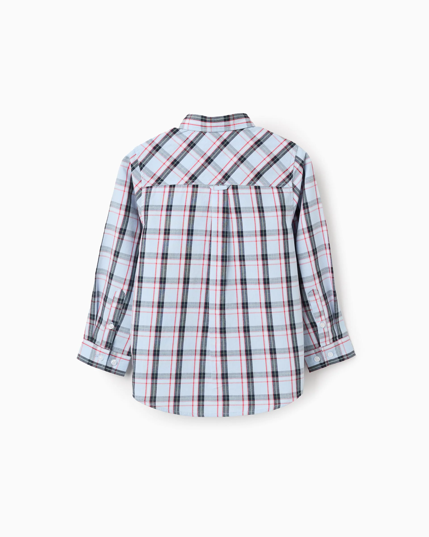 Camisa de Algodón con Cuadros, Azul/Rojo/Negro/Verde