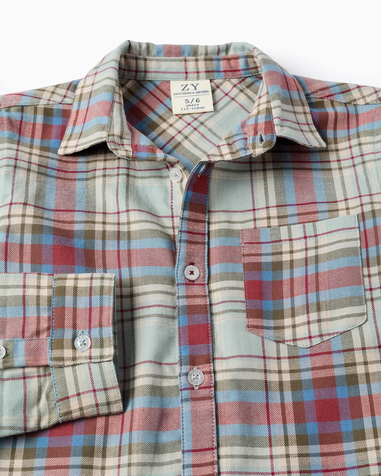 Camisa de Algodón a Cuadros  'B&S', Multicolor verde