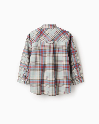 Camisa de Algodón a Cuadros  'B&S', Multicolor verde