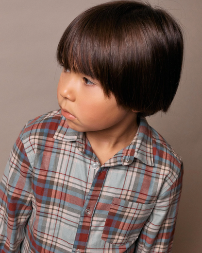 Camisa de Algodón a Cuadros  'B&S', Multicolor verde