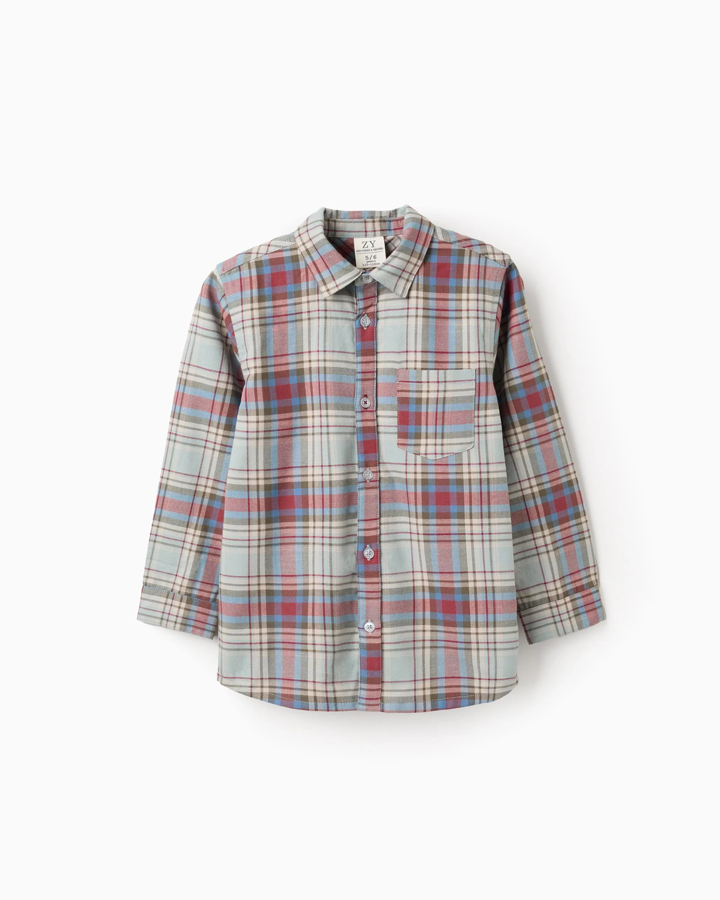 Camisa de Algodón a Cuadros  'B&S', Multicolor verde