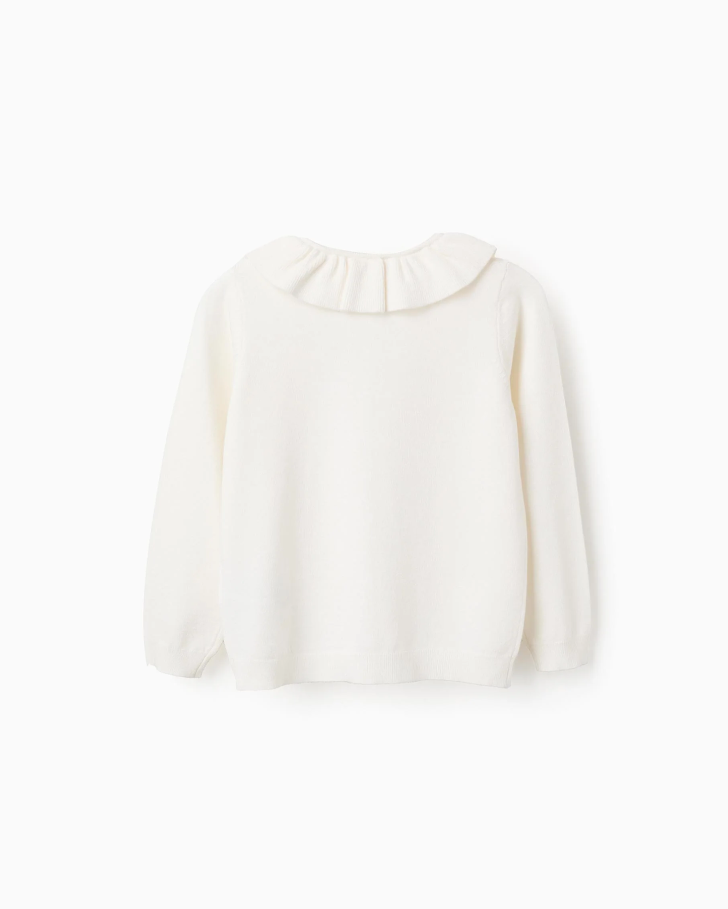 Chaqueta de Punto Fino con Volantes, Beige