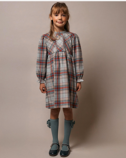 Vestido de Algodón con Cuadros 'B&S', Multicolor