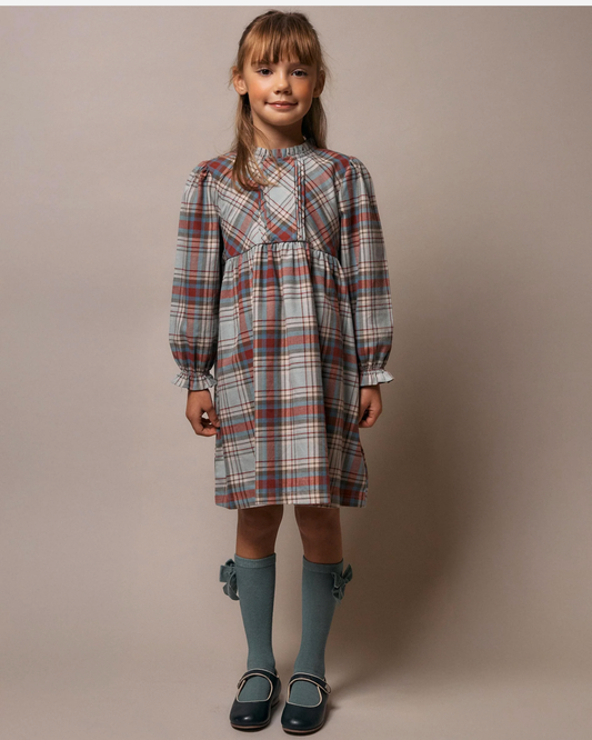 Vestido de Algodón con Cuadros 'B&S', Multicolor